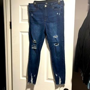 Simple society stretch distressed jeans.  Size 13/31 dark denim.